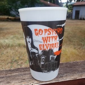 Vintage 1990 'GO PSYCHO WITH ELVIRA!' Plastic Cup Pepsi & Universal Studio